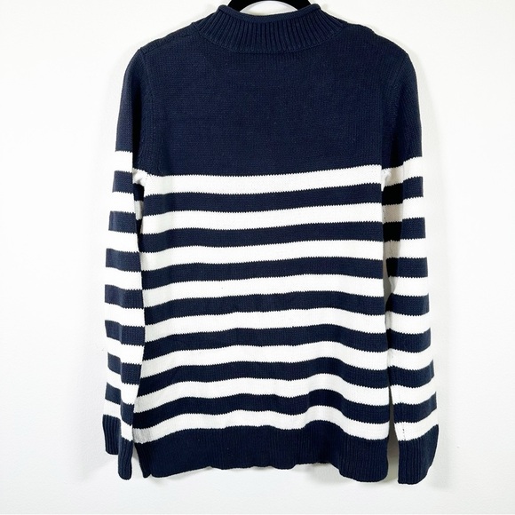 NWT Sail to Sable x Tuckernuck Navy Ivory Roll Neck Nautical Striped Sweater S - Picture 3 of 11